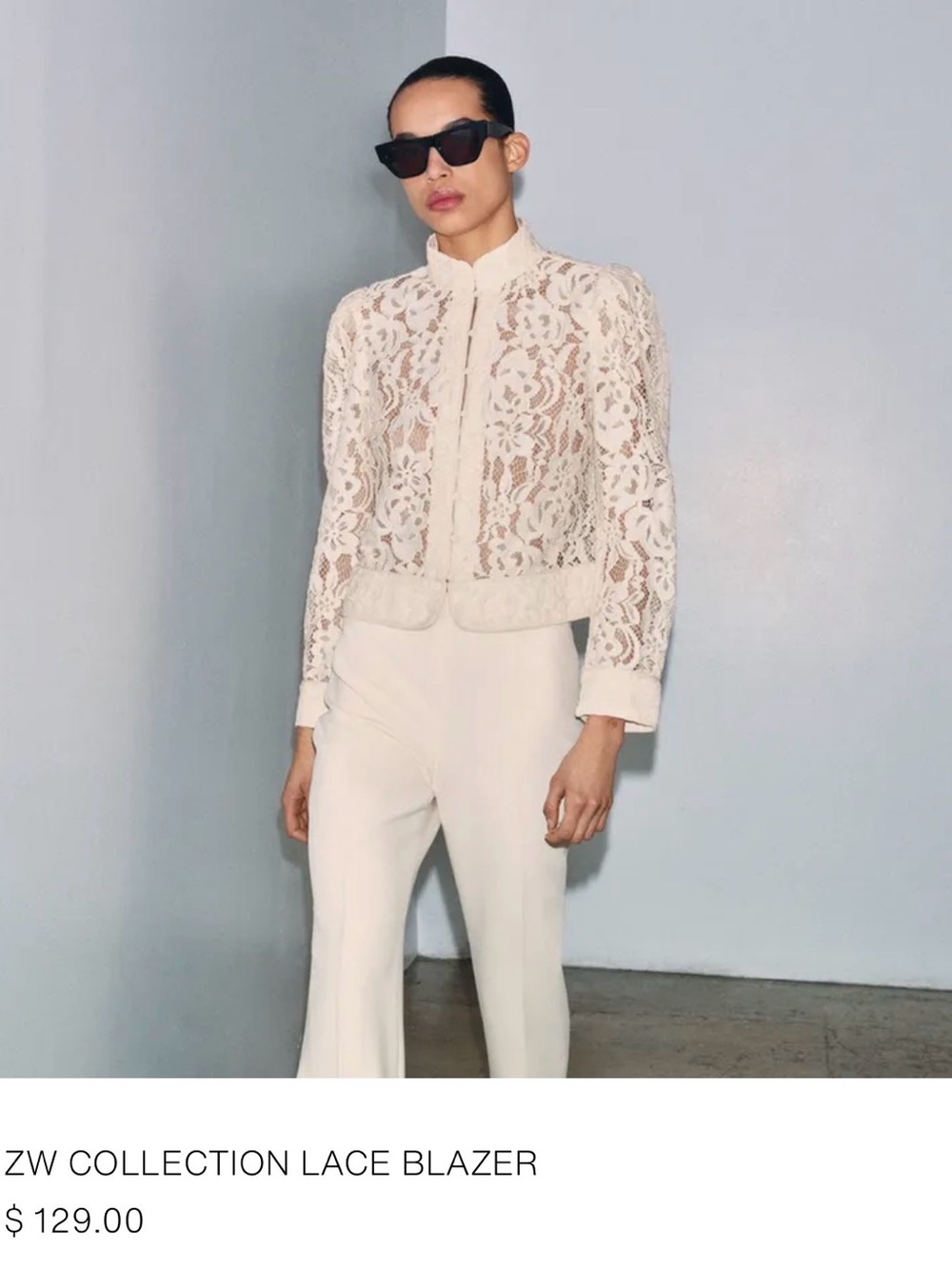 Zara Cream Lace Blazer Jacket